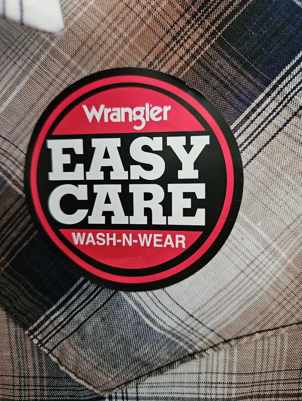 Men's Wrangler Short-Sleeve Plaid Western Shirt, Small, Brown Navy White, NWT - Picture 5 of 7